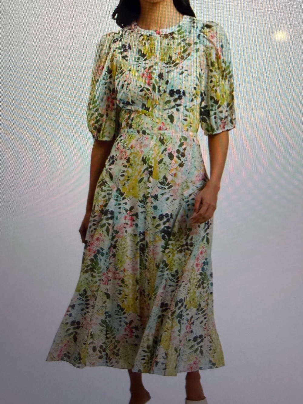Ted Baker London Cream Midi Dress with Pastel Floral Print